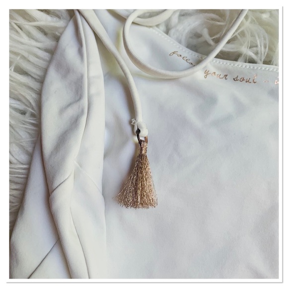 Spiritual Gangster Retreat One Piece Swimsuit White Gold Lettering Size Medium - Picture 7 of 9